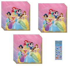 Unique Disney Princess napkins set, 2-ply, ideal for kids' parties and quick cleanup