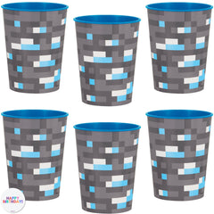 Unique Minecraft 6-pack cups with pixel graphics for themed celebrations