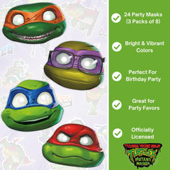 Unique Ninja Turtle masks with Michelangelo design to entertain kids at birthday celebrations.