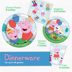 Unique Peppa Pig napkins for quick cleanups and coordinated table setting.