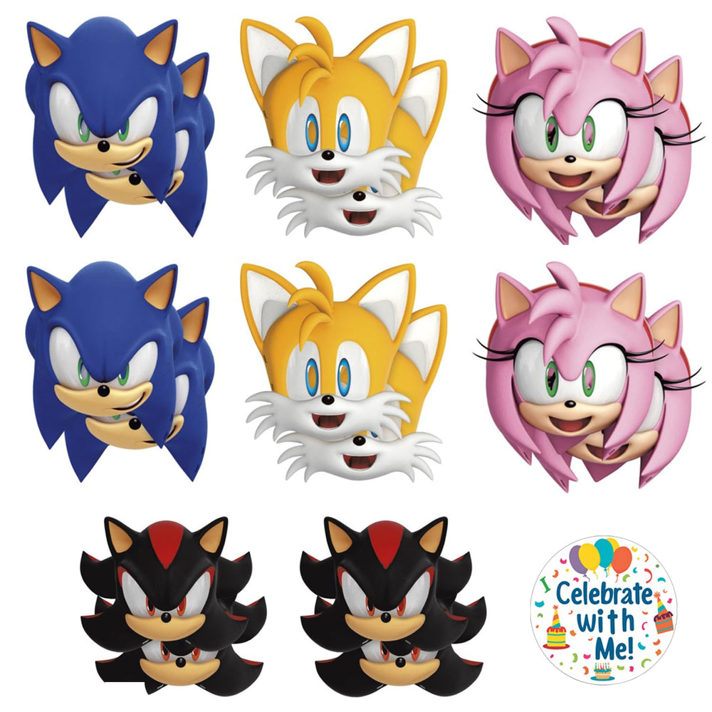 Unique Sonic mask assortment featuring character designs for lively party games and photo moments.