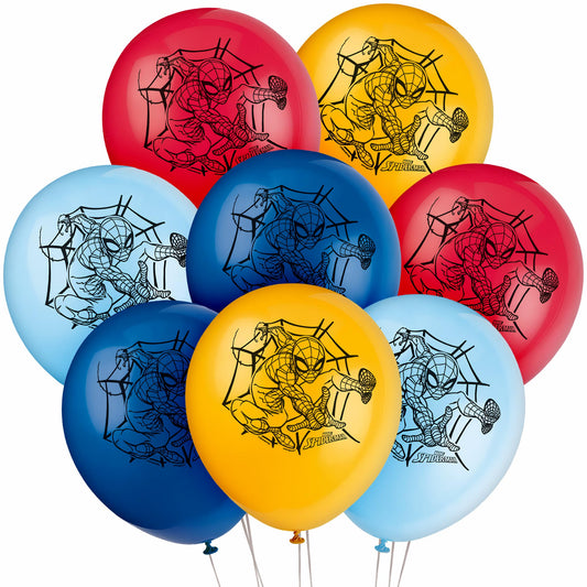 Unique Spider-Man party balloons in bright colors for festive birthdays.