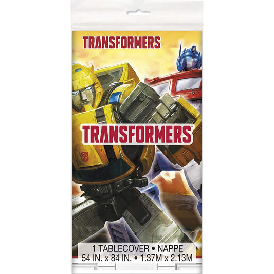Unique Transformers table cover graphic action pose protects your table from spills