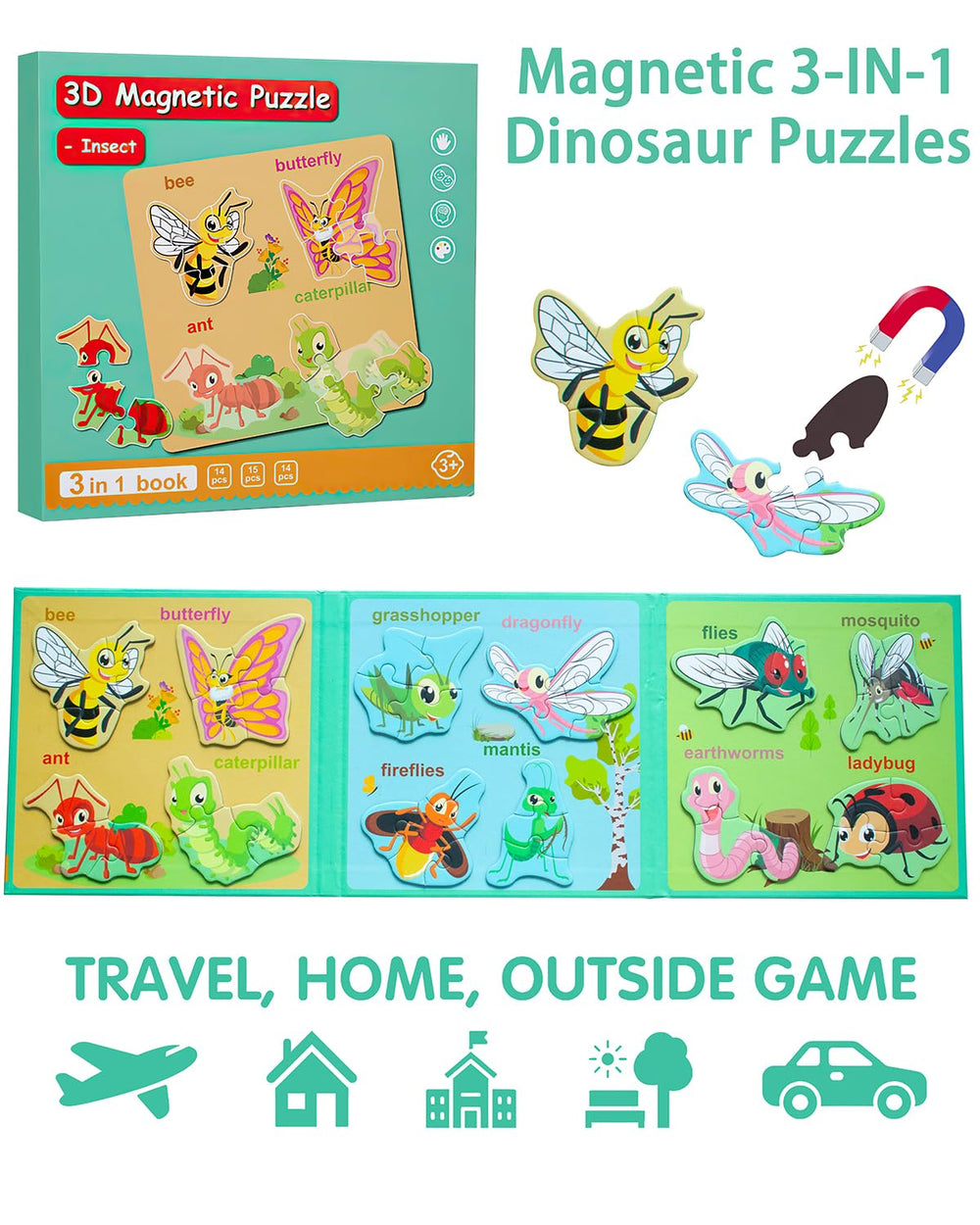 Unistylar magnetic puzzles animals scene supports fine motor skills and focus.
