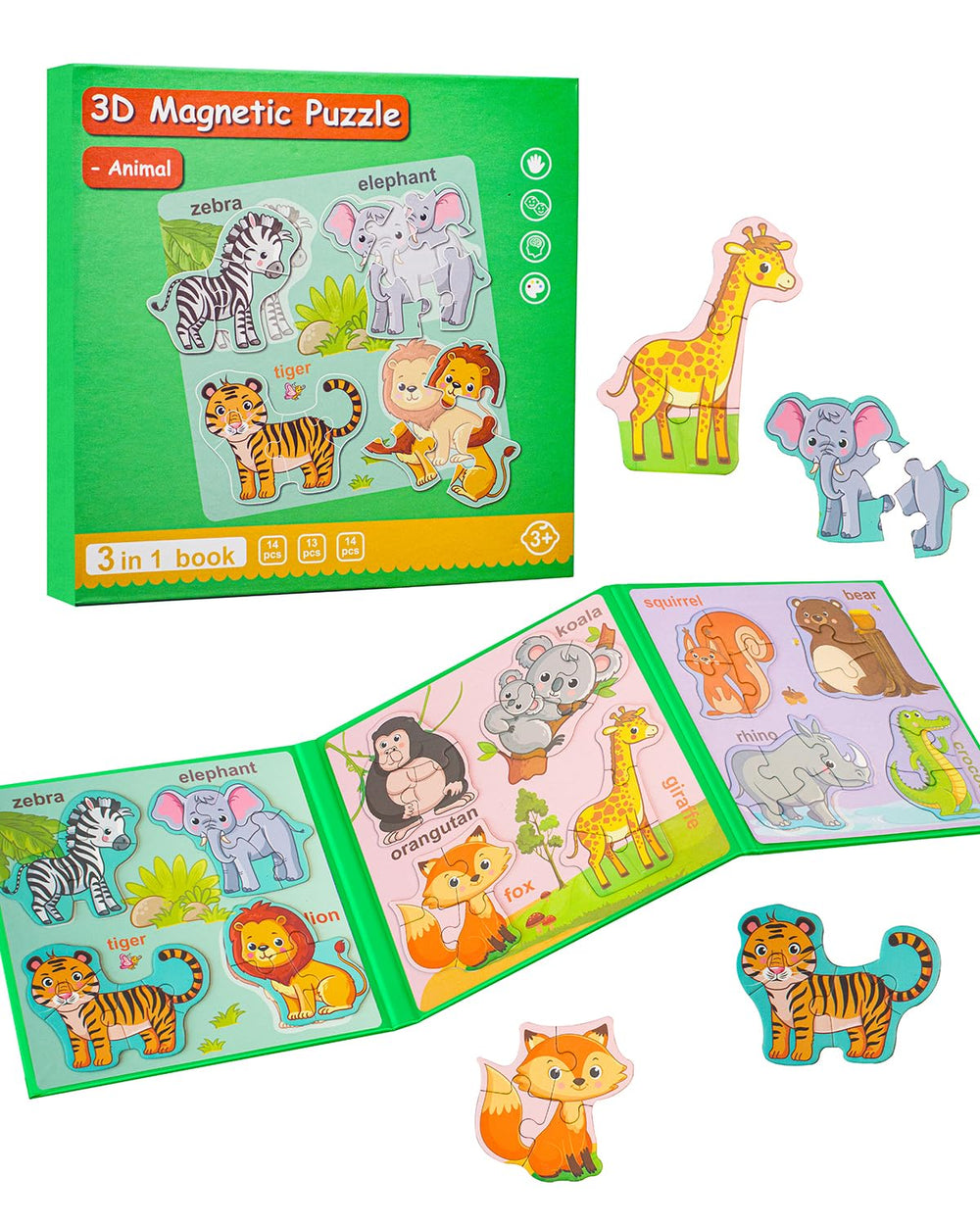 Unistylar magnetic puzzles dinosaurs scene boosts tactile play and early problem-solving on the go.