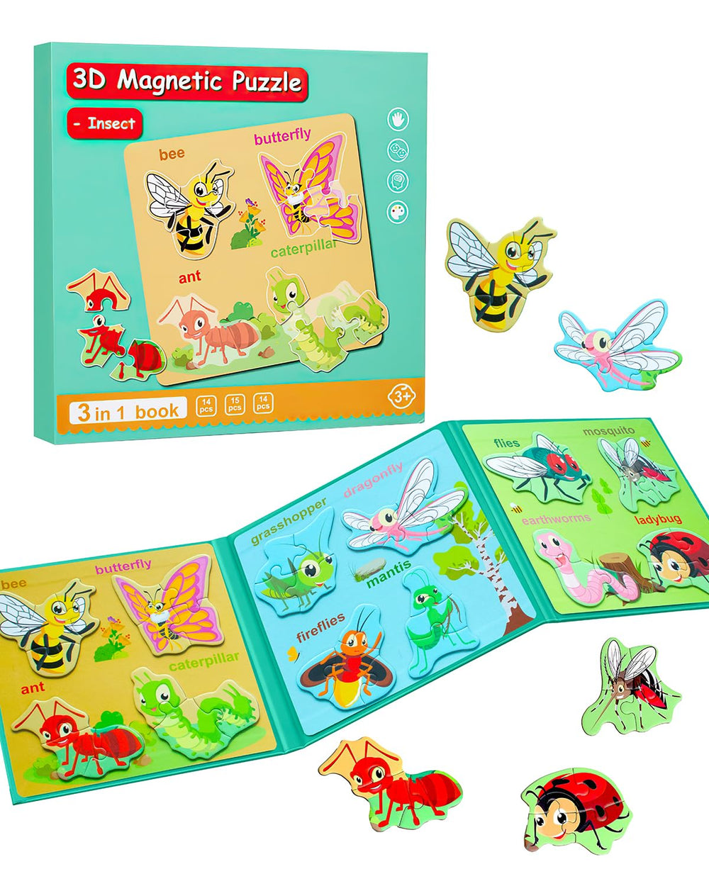 Unistylar magnetic puzzles dinosaurs scene enhances early problem solving and dexterity.