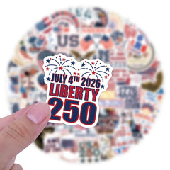 United States 250th Anniversary sticker on luggage, easy to spot and personalize