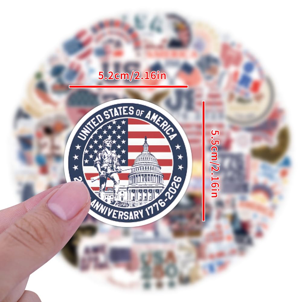 United States 250th Anniversary sticker on a smartphone, sharp design withstands sun and rain