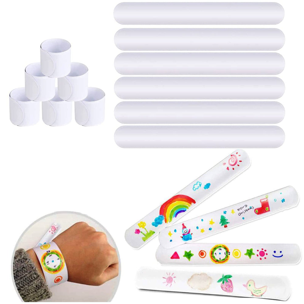Uniticber white blank slap bracelet pack perfect for DIY crafts and party favors.