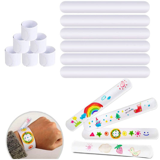 Uniticber white blank slap bracelet pack perfect for DIY crafts and party favors.