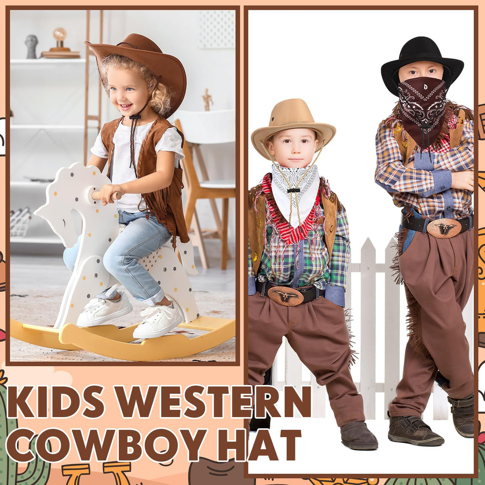 Unittype kids cowboy hats with chin strap for secure fit during play