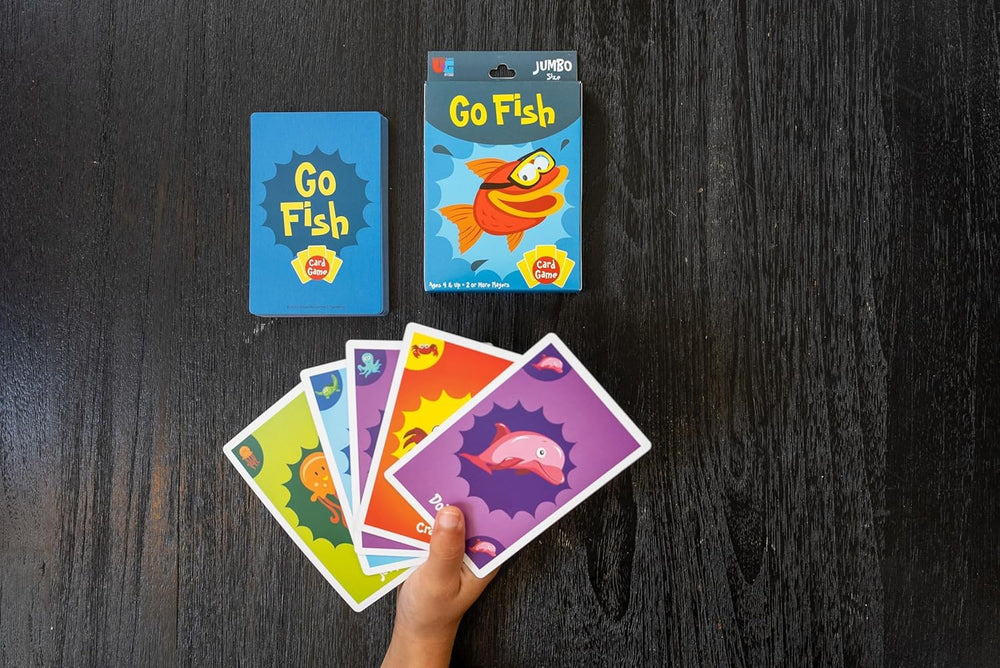 Kids playing Go Fish with University Games cards builds turn-taking and interaction.