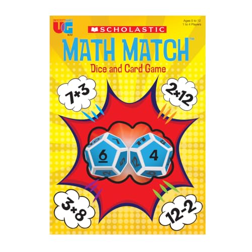 Kids roll Scholastic Math Match dice to challenge rapid calculations.