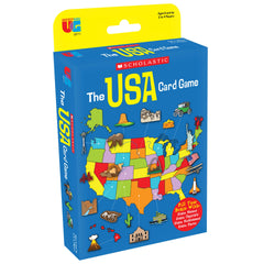 University Games Scholastic USA Travel Card Game front view, compact design for easy travel learning