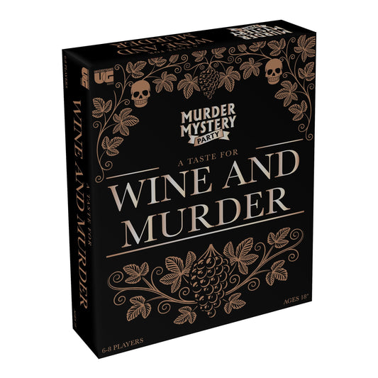 University Games Taste for Wine murder box ready for a themed dinner party