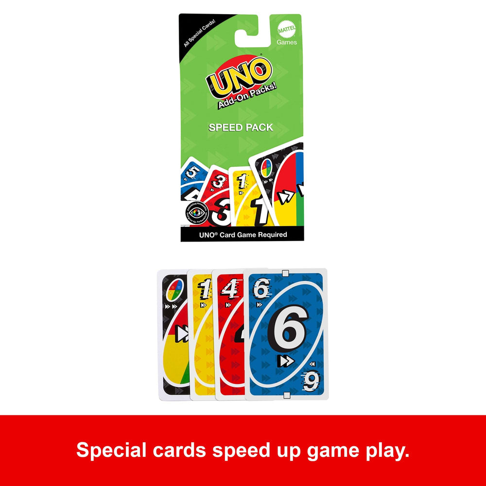 UNO Speed Pack wild cards with double speed boost more excitement.