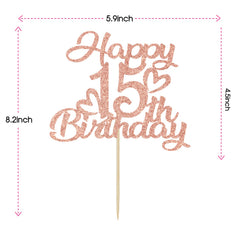 Unoggsor Hello 15 topper detail shows shiny glitter and sturdy toothpicks for safe use.