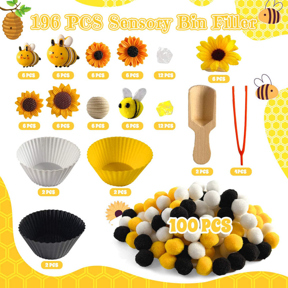Unvola bee-themed beads and sunflowers support counting play at home.