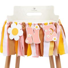 UOAOU Groovy One banner for highchair adds festive flair to a first birthday.
