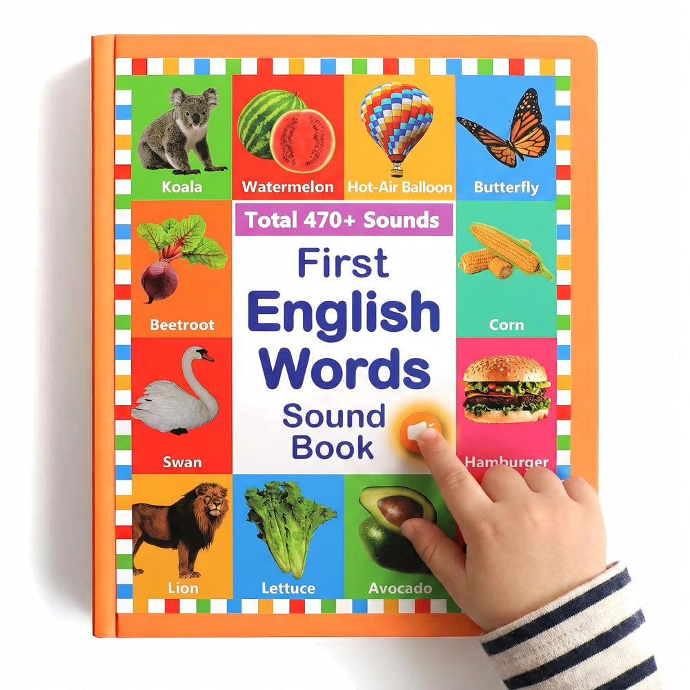UOBODER My First English Words Sound Book cover in vibrant colors promotes screen-free vocabulary exploration.