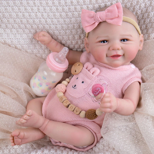 UOFTKIZ reborn doll face with lifelike eyes for immersive pretend play.