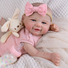 UOFTKIZ reborn doll hair detail and eyelashes for realistic look.