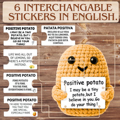 Uonel Positive Potato Crochet wool texture adds cozy handmade charm.
