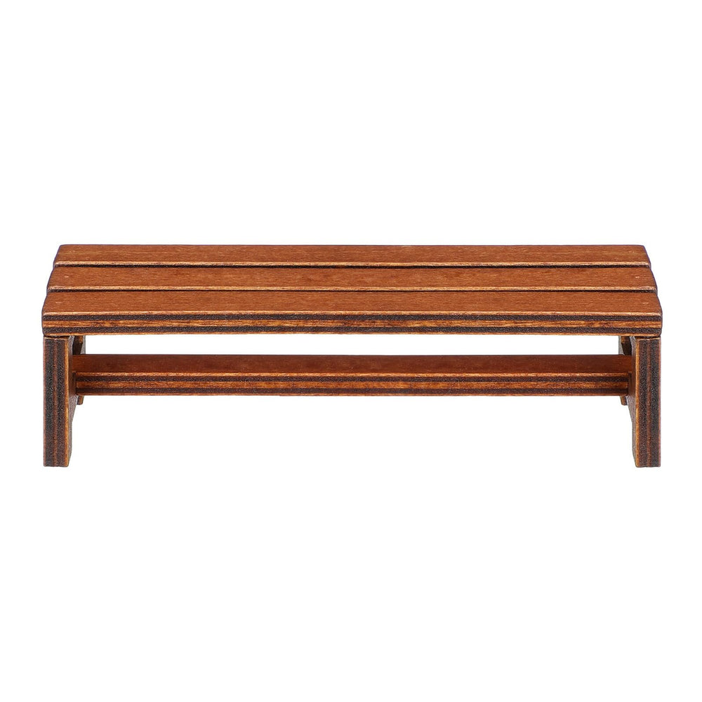 Uonlytech wooden mini house bench with natural grain for authentic dollhouse decor.