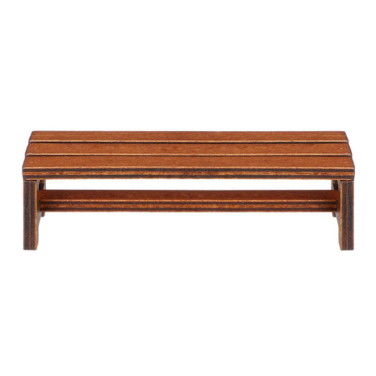 Uonlytech wooden mini house bench with natural grain for authentic dollhouse decor.