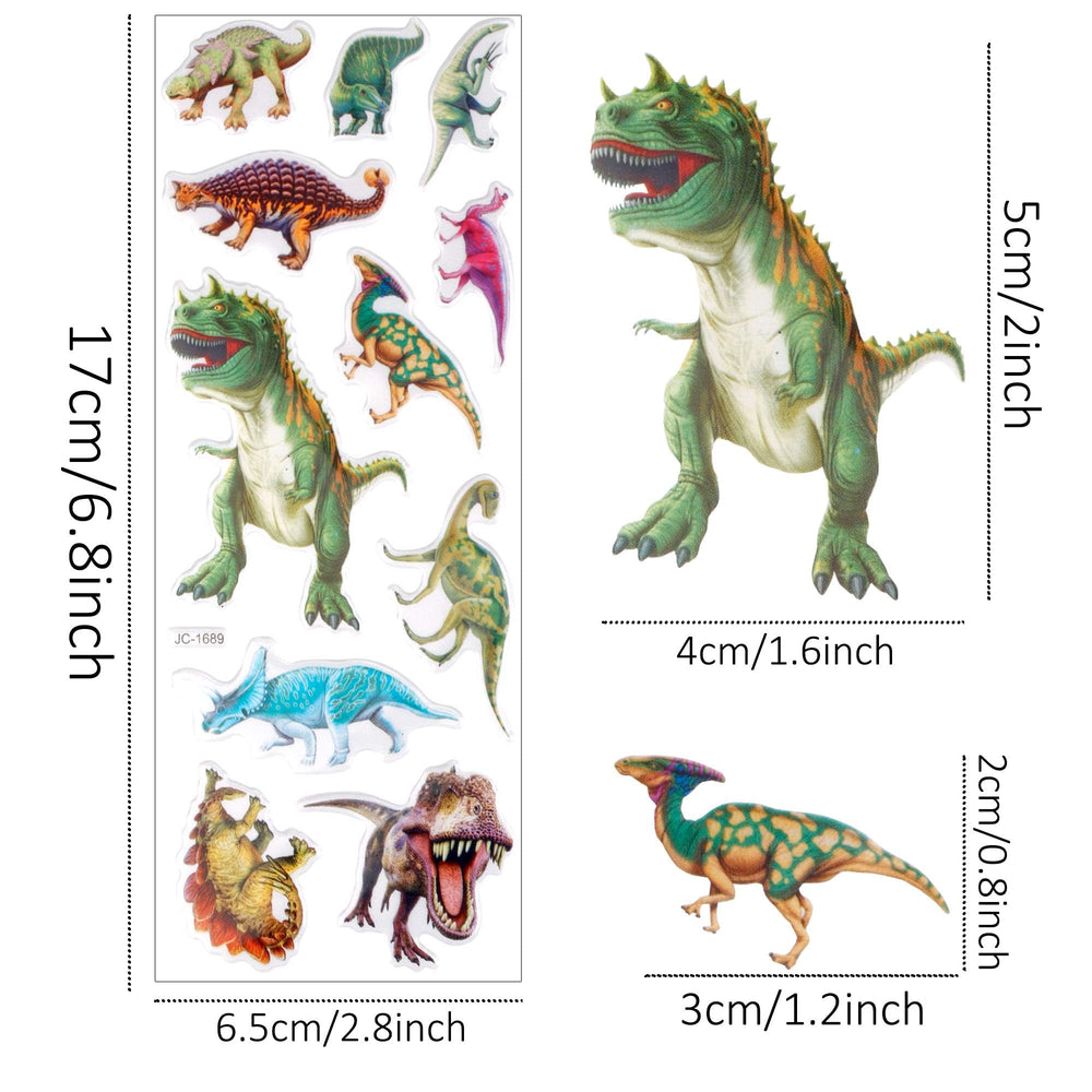 UPINS dinosaur stickers close-up highlights PVC material and strong adhesion for durable projects.
