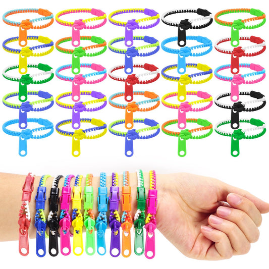 UPlama neon zipper bracelet bulk 50pcs, durable and kid-safe.