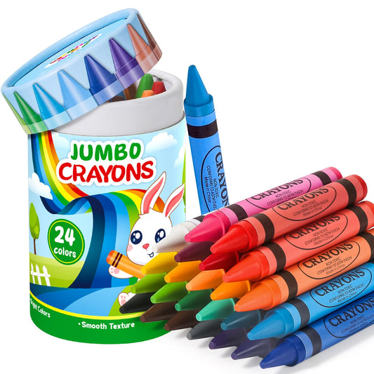 Uranus&No.1 24-color jumbo crayons set for toddlers; colorful and easy to grip.