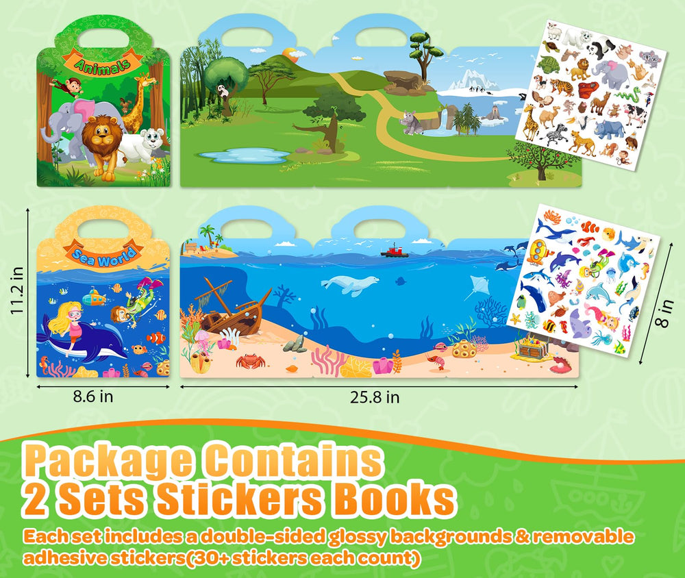 Uranus&No.1 jelly sticker book animals theme, double-sided creativity