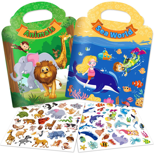 Uranus&No.1 jelly sticker book sea world scene, double-sided for imaginative play
