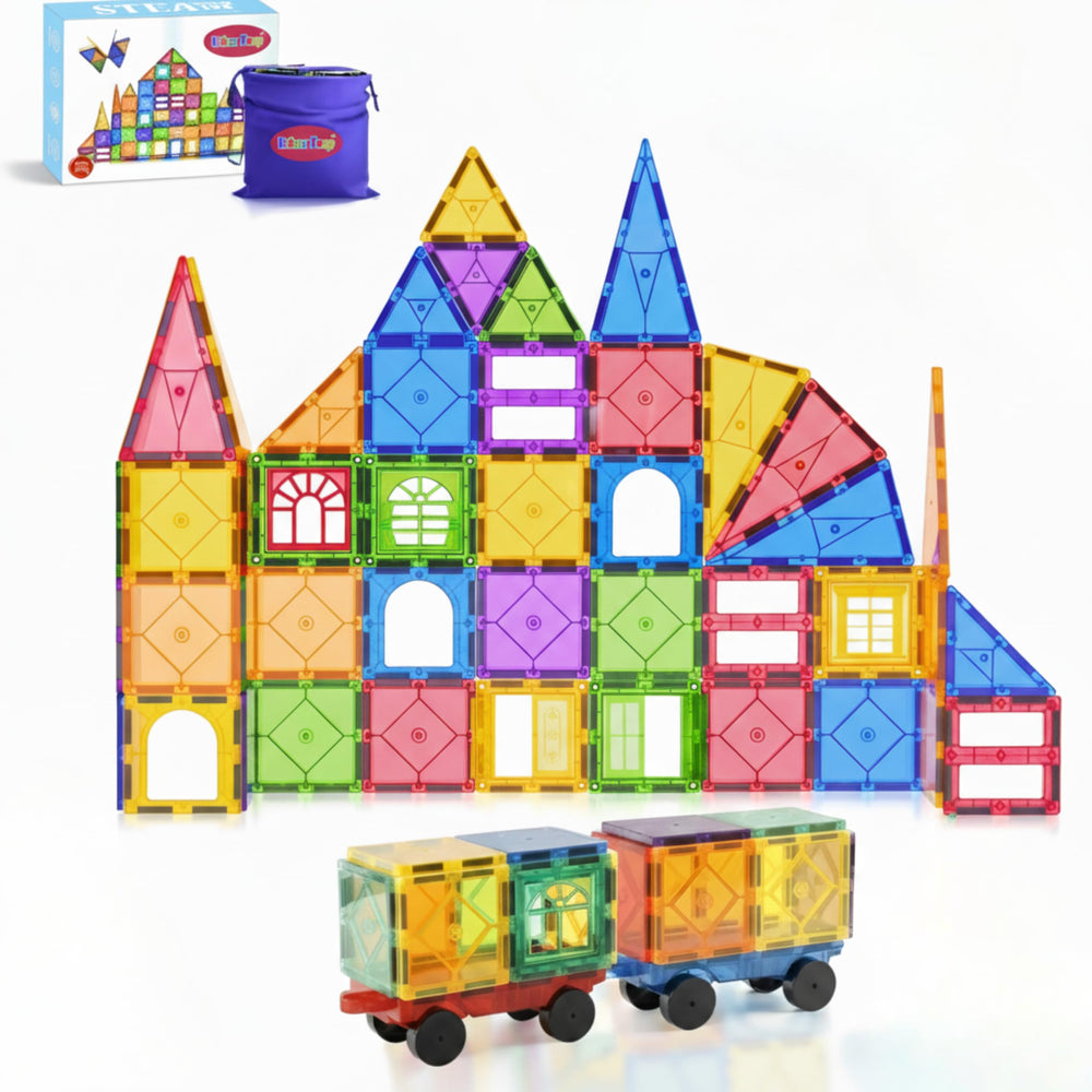 Urban Toys magnetic tiles 104pcs for open-ended building and color recognition