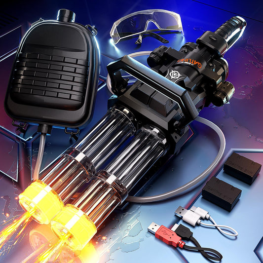Uregoio Gatling water gun with 3000ml backpack for extended play.