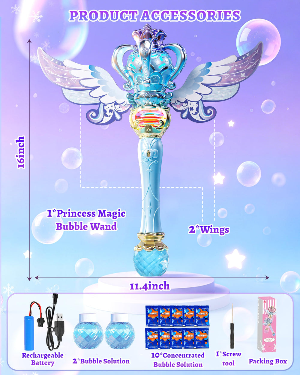 Uregoio Princess Bubble Wands suitable for indoor and outdoor use