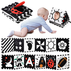 URMYWO black and white baby book cover with high-contrast visuals for early focus.