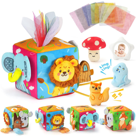 URMYWO Baby Tissue Box Toy offers tactile exploration and early fine motor skill development.