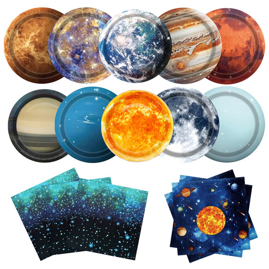 UROINEPA space plates with planet designs for a vibrant kids' party