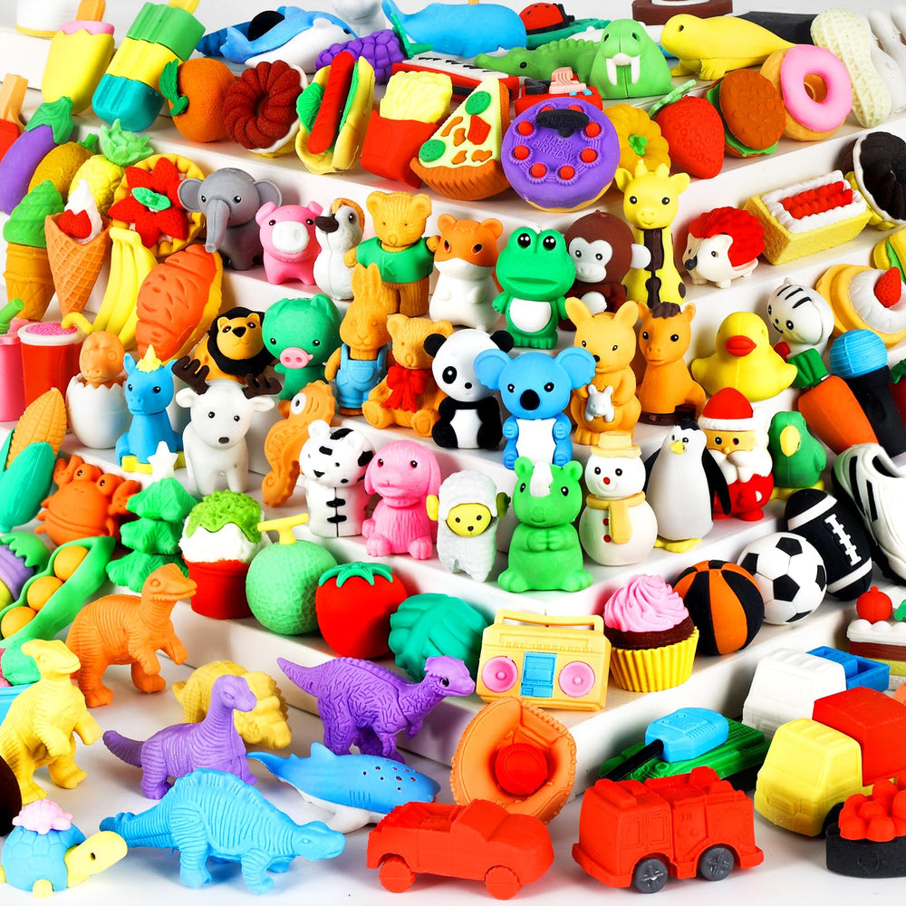 URSKYTOUS 110puzzle-animal-erasers-pack keeps pencils tidy during school activities.