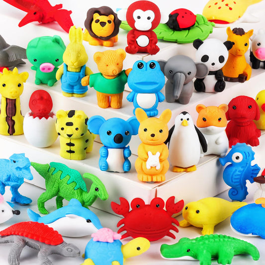 URSKYTOUS 36-piece puzzle animal erasers for classroom rewards and play.