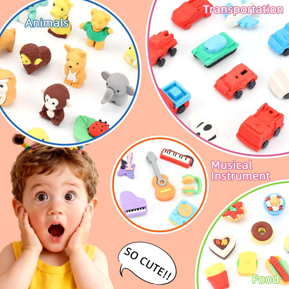 URSKYTOUS colorful animal erasers mix for easy pencil case storage