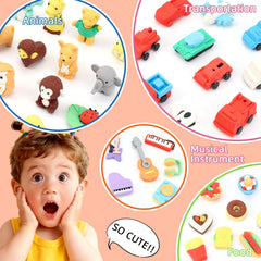 URSKYTOUS colorful animal erasers mix for easy pencil case storage