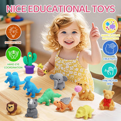 URSKYTOUS zoo animal collection erasers in bright colors for classroom rewards