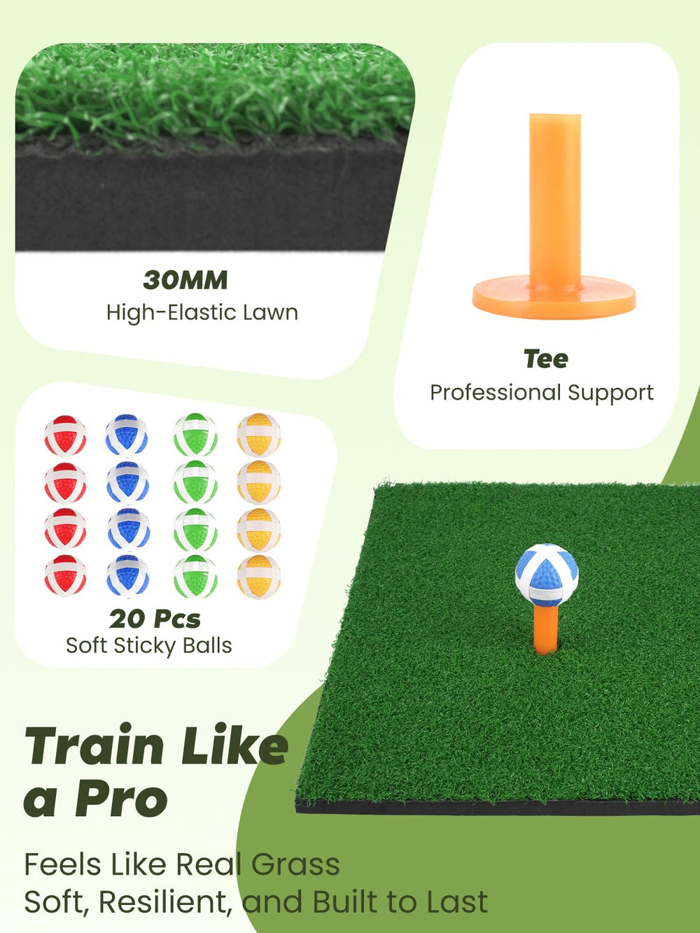 URUQ golf chipping rubber-base hitting mat protects clubs and supports stable practice.