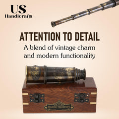 US HANDICRAFTS pirate cosplay-ready spyglass for thematic outfits.