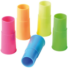 U.S. Toy Siren Whistle close up in neon colors for easy spotting.