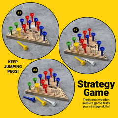 U.S. Toy Tricky Triangle Game wooden board includes instructions printed on the surface.