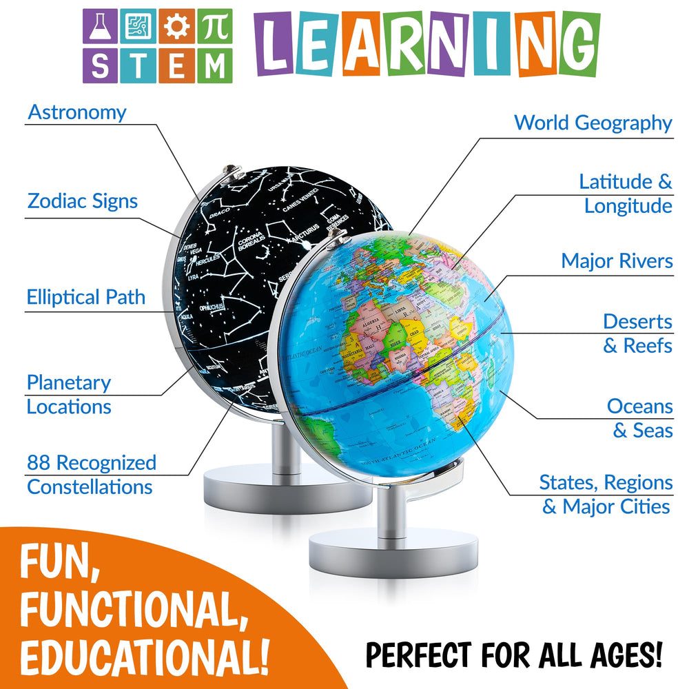 USA Toyz globe shows night sky with constellations for stargazing